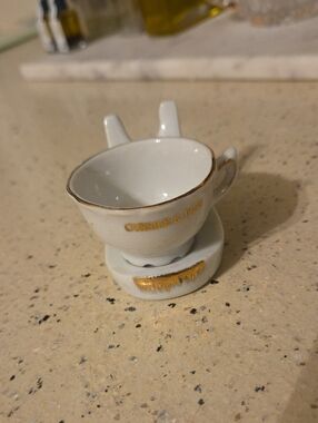 Vtg Currier Ives Mini Tea Cup With Stand
